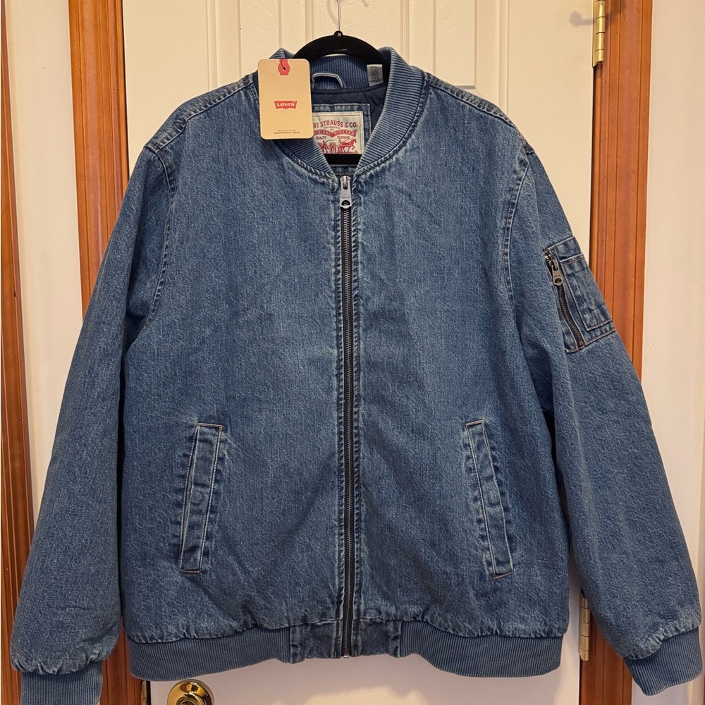 Men’s XXL Levi's Blue Denim Bomber Jacket NWT